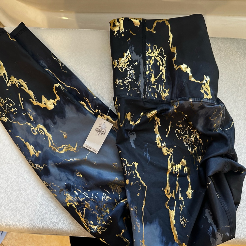 Old Navy Blue and Marble Leggings Ultra High Waist Medium NWT